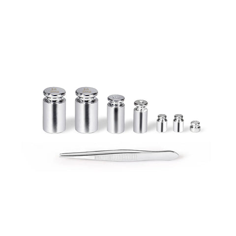 7 Piece Calibration Weight Set For Small Scales High Precision Chrome Plated Steel Weights Including 1g, 2g x2, 5g, 10g, 20g x2 For Accurate Readings And Easy Calibration with tweezers
