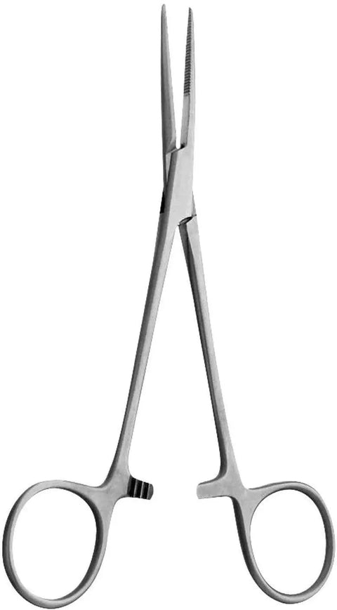 Stainless Steel Locking Forceps Set, 5.5 Inch Curved and Straight Hemostats With Serrated Jaws For Quick Hook Removal, Built Tough Saltwater Ready Fishing Gear Tool, 2 Pack