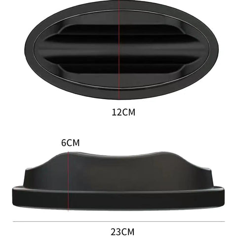 Top and side view of 2 Pack Front Wheel Riser Blocks for Bike Trainers, 23x12x6 cm, black, with non-marking rubber pads for indoor use.