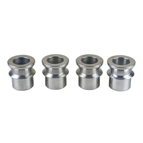 Heavy Duty High Misalignment Spacers For Heim Joints Rod Ends One Inch To Three Quarter Inch Set Of Four Pack Carbon Steel With Zinc Plating For Improved Articulation And Movement, four spacers shown