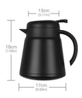 Side view of Monster 68 Ounce Stainless Steel Vacuum Insulated Coffee Carafe With Double Wall Construction, dimensions shown