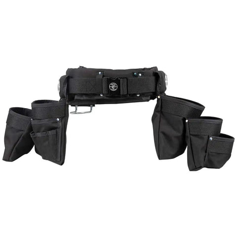Electrician Tool Belt And Pouch Set With 11 Pockets And 4 Pieces Padded Cordura Belt With Hammer Holder black design visible
