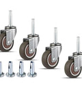 Rubber Caster Wheel Set Of 4 For Furniture And Trolleys, 1.5 Inch Wheels With 5/16 X 1.5 Inch Stems 8 X 38mm And 20mm Socket Inserts