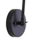Close-up of black mount for Industrial Metal Adjustable Arm LED Wall Sconce 7 Inch Black and Brass Gold for Bedside Reading Farmhouse Swing Arm Lamp