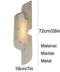Marble Wall Lamp With Natural Stone Shade, Vintage Style Vanity Light For Bathroom, Kitchen, Living Room Or Porch, Hardwired Stone Sconce in marble and metal, 72cm tall.