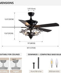 Crystal Ceiling Fan With Light And Remote Features Five Reversible Wood Blades To Deliver Buttery Smooth Airflow And Bring Major Chill To Every Home Space, dimensions displayed.
