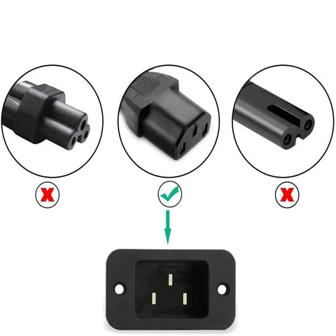 Universal Replacement Power Cord Cable socket compatibility diagram with correct plug type for electric pressure cookers.