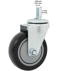 Heavy Duty 4 Inch Swivel Caster Wheels 4 Pack With Reinforced Steel Axles And Silent Polyurethane Treads Engineered To Roll Like Butter For Effortless Cart Glide And Hassle Free Furniture Mods Rated Solid At 2200 Lbs with a close-up view showing the polyurethane wheel and steel mounting.