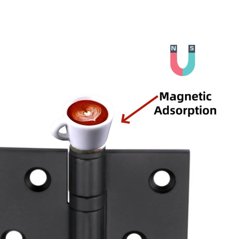 Coffee Hinge Head Topper Set Of 6 Mini Magnetic Door Hinge Heads Decorative Topper on cabinet hinge with coffee cup design.