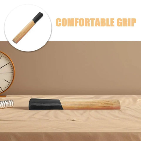Wooden Hammer Handle Replacement With Ergonomic Grippable Design displayed on table with comfortable grip text