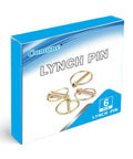 Six Piece Lynch Pin Kit With Ring Heavy Duty Seven Sixteenth Inch By One Three Quarter Inch Pins For Farm Tractors Trailers And Mowers Galvanized Anti Rust Steel Construction For Rugged Outdoor Work Includes Ringed Pins For Quick Release And Secure Fit shown in packaging box