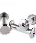 Top Shelf 100 Pack Chicago Screws And Binding Posts For Leather Bags And Photo Albums Smooth Nickel Finish Heavy Duty Fasteners Built Tough For Quick Diy Bookbinding Crafts - Close-up of silver screws