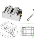 Rock Solid Self Centering CNC Vise Tailored For 4 And 5 Axis Milling, heavy gauge steel, precision design, technical drawing included.