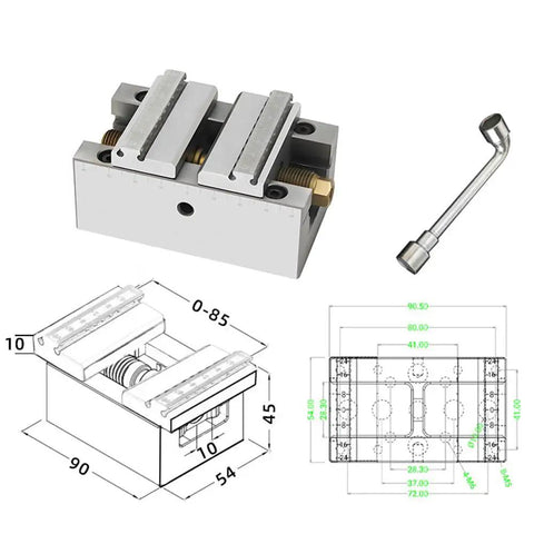 Rock Solid Self Centering CNC Vise Tailored For 4 And 5 Axis Milling, heavy gauge steel, precision design, technical drawing included.