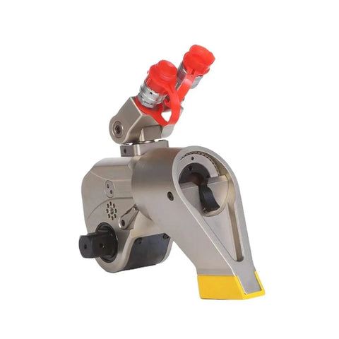 Heavy Duty Hydraulic Torque Wrench Built Badass With Rock Solid Anti Corrosion Alloy Square Drive Design For No Sweat Professional Grade High Torque Operations In Industrial Settings, side view highlighting design and hydraulic connections.
