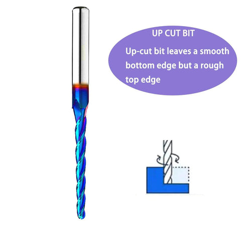 CNC Router Bit Ball Nose End Mill With Nano Blue Coating Upcut Dope Tool, tapered for precise 3D carving, 1/8 inch diameter