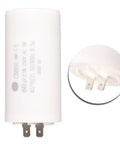 60uF 250V Motor Run Capacitor with heat resistant shell and durable plastic case for washers and air compressors, close-up of terminals