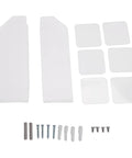 Acrylic Laptop Wall Mount, Zero Clutter Under Desk Stand parts including brackets and screws for installation.