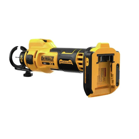 Side view of the 20V Max XR Brushless Drywall Cutout Tool Tool Only No Wrench Bit Changes LED Light 26,000 RPM DCE555B.