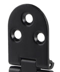 Close-up of black zinc alloy hinge from Four Pack Folding Flip Top Hinges In Zinc Alloy Black For Doors Flaps Tables Cabinets And More Replacement Hardware.