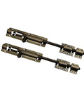No Fuss Stainless Steel Sliding Bolt Door Latch With Smooth Self Closing Design Bold Multicolor Coating Adjusts Any Gap From Four To Twelve Inches Dead Solid Garage Shed Cabinet Lock For Every Day Home Use Two Pack - two metal latches angled side by side.