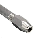Double End Pin Vise Drill Tool 0-3.1mm Manual Gimlet Hand Drill For Precision Clock Repair Jewelry Making And Small Hobby Projects With Reversible Holders Multipurpose silver steel pin vise close-up