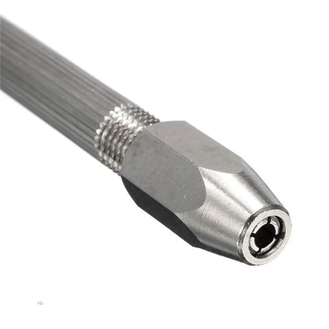Double End Pin Vise Drill Tool 0-3.1mm Manual Gimlet Hand Drill For Precision Clock Repair Jewelry Making And Small Hobby Projects With Reversible Holders Multipurpose silver steel pin vise close-up