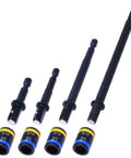 Set of Dual Sided Hex Driver For Five Sixteenth Inch And Three Eighth Inch Sockets Four Inch Length Magnetic Reversible Bit Driver Easy To Clean Cleanable Works With Zip In And Bit Tip Screws MSHMLC1 showing four hex drivers and sockets