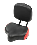 Ultra Comfy Bike Seat Pad With Adjustable Backrest For Bicycle And Tricycle Wide Foam Cushion Saddle With Soft PU Surface Universal Back Rest Replacement Cushion For Electric Bikes Durable And Supportive Black Red, black PU foam seat
