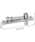 Heavy Duty Pivot Hinge Kit For Doors And Cabinets Concealed Hidden Hinge System For DIY Secret Door Projects Crossed Pivot Concealed Hinge With Hardware Included, showing silver metal hinge with dimensions