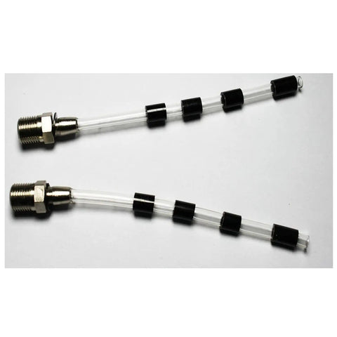 Two silver Ruber Rotate Tube Pipes for Z010 and Z014 high-pressure car interior spraying gun, featuring black couplings.