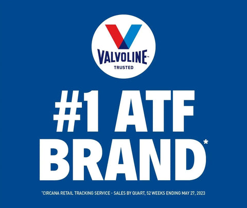 Valvoline logo with text declaring #1 ATF BRAND on blue background, highlighting brand dominance in automatic transmission fluids.