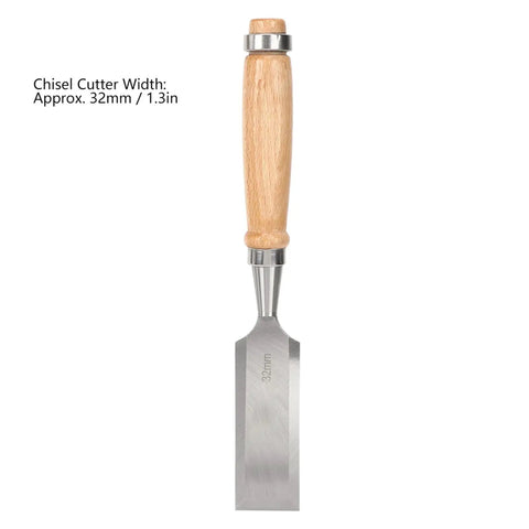Beefy Flat Chisel For Carpentry With Wooden Handle 32mm Alloy Steel Cutting Tool For Woodworking Mortising Paring And Joinery