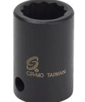 Dang Tough 3/8 Inch Drive 3/8 Inch 12 Point Impact Socket SAE Standard CrMo Alloy Steel displayed from the front.