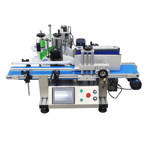 Top Shelf Automatic Labeling Machine For Round Bottles Hella Fast Labeler with built-in printer and conveyor system.
