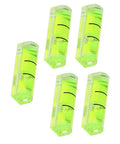 Five green square bubble levels for horizontal hanging measurement, each measuring 8x8x26mm, featuring minimal parallax errors.