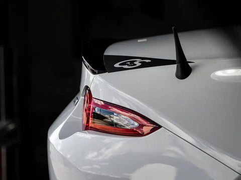 Stubby Antenna For Mazda Miata 2006-2026, rear view showing 3.8 inch antenna replacement installed, maintaining a clean factory look.