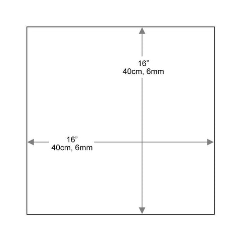 Dimensions diagram of 16 Inch Square Tempered Glass Table Top One Quarter Inch Thick Clear Replacement Glass with Flat Polished Edge