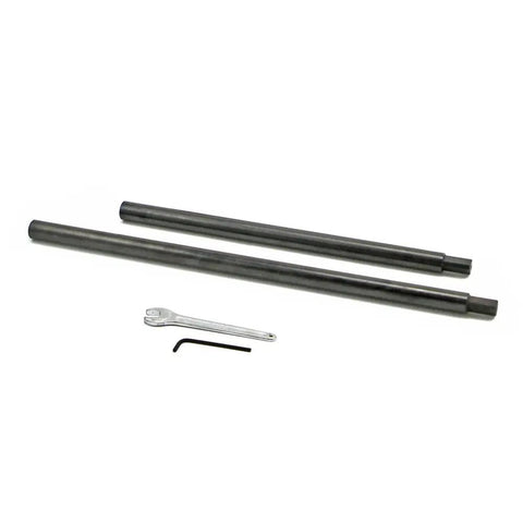 Knuckle Buster Proof Precision Door Bore Mortiser Master Kit With Thirty Plus Carbide Tipped Wood Cutters And Relentless Plunging Accessories For Weekend Project Hustle includes two steel rods and wrenches.