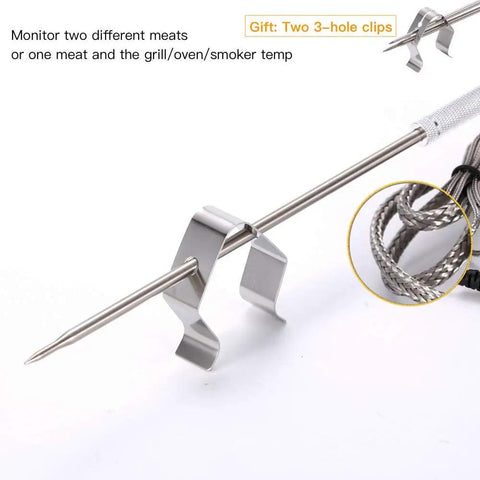 Replacement Meat Thermometer Probes For TP20 TP25 TP08S TP17 TP16 TP11 TP09 TP10 TP07 TP06S TP04 and More, with clip and cable