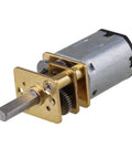 Smooth Operator 3V Dc Miniature Gear Motor Ga12N20 15 Rpm Silver Metal Casing with exposed gears and 10mm output shaft.