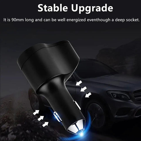 All In One USB C Car Charger With 168W Power, showing stable upgrade design for use in 12V and 24V cigarette lighter socket.
