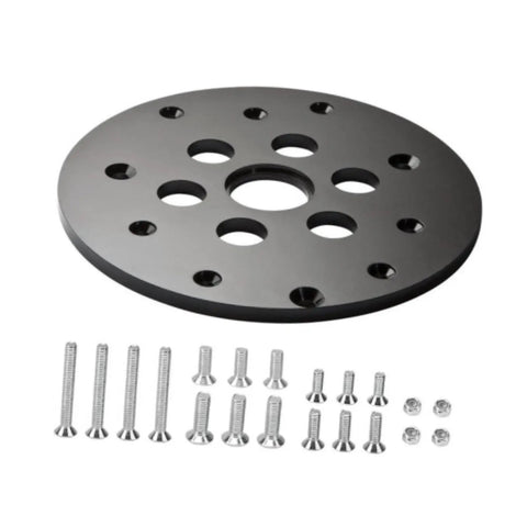 Universal Guide Bushing Router Template Plate 6.42 Inch Diameter With 1.25 Inch Center Hole Durable Polypropylene Construction Includes Mounting Hardware