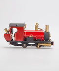 Side view of red and black Live Steam Locomotive Kit That Runs On Water And Heat With Oscillating Engine, 1/50 HO Scale Model