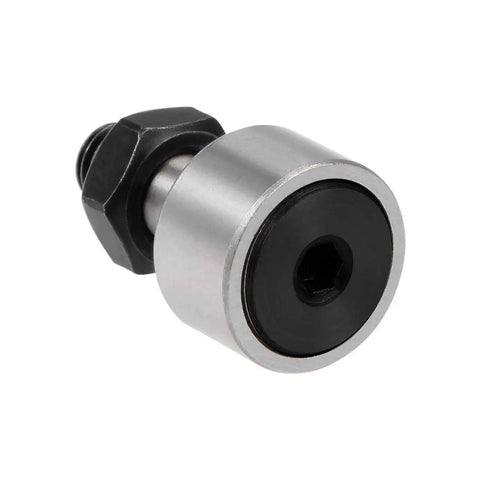 Rock Solid Cf8 Kr19 Cam Follower Needle Roller Bearing With 19Mm Roller Diameter And 11Mm Width Plus M8x1.25 Stud Thread Sealed Heavy Duty Design For Smooth Durable Track Motion 2 Pack close-up view of a cam follower bearing featuring black seal and hex nut.