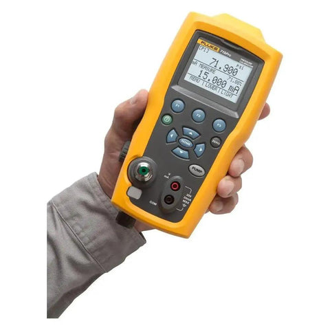 Heavy Duty Electric Pressure Calibrator With 300 PSIG Capacity And Switch Tester held in hand, displaying precise measurements and controls.