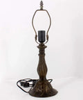 Antique green bronze base of Navy Blue Baroque Tiffany Style Table Lamp with stained glass finish.