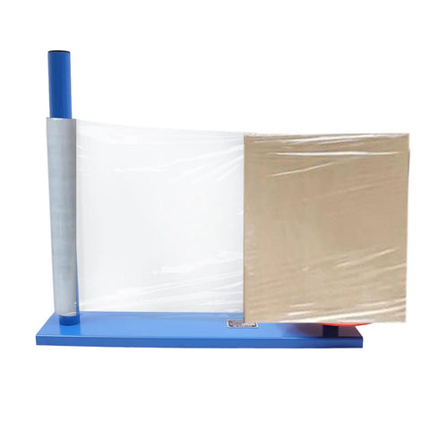 Handheld Manual Stretch Film Pallet Wrapping Dispenser Heavy Duty Packing Machine For Warehouse Logistics No Sweat Setup Handles Big Loads With Ease Supports 132 Lbs Ready To Roll on display with transparent film.