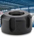 Collet Clamping Nut For Lathe Tools, Metal Chuck Holder With Dynamic Balancing, 42CrMo Steel, Black Finish, Workshop Background