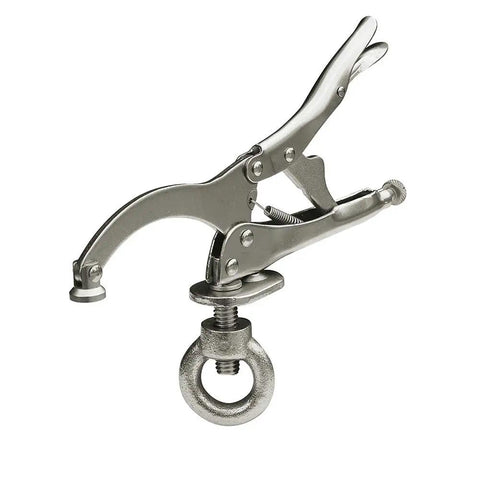 Heavy Duty 9 Inch Drill Press Slot Vise Locking Clamp Dead Nuts Secure Grip tool in silver steel with adjustable grip.